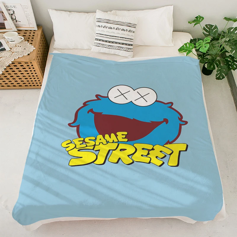 Winter Blanket S-Sesame Streets King  Blanket Sofa Blankets Microfiber Bedding Fluffy Soft Blankets Warm Knee Anime Blanket