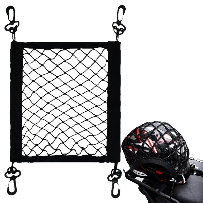 

Motorcycle Cargo Net High Elastic Cargo Net with 4 Adjustable Hooks 360 Degree Rotatable Motorcycle Net for Helmet Storage