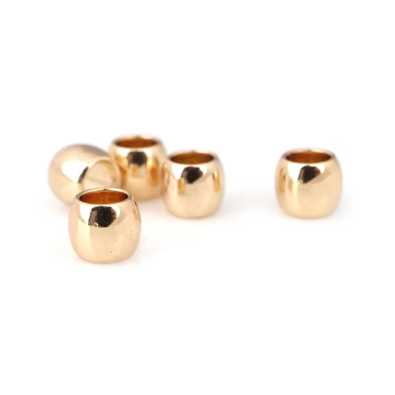 30PCS 4x2MM 6x5MM 18K Gold Color Brass Large hole Spacer Beads Bracelet Beads Jewelry Making Supplies Diy Findings Accessories