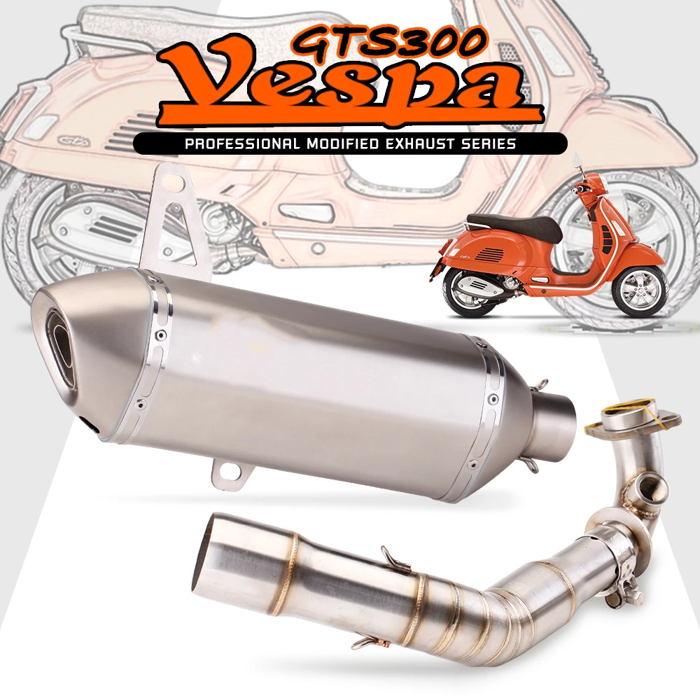 

slip on exhaust muffler mid-tube gts300 motorcycle For piaggio vespa gts 250 gts 300 2007-2017 2018 2019 2020
