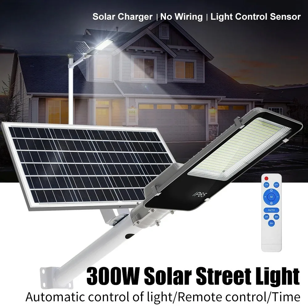 IP 65 Solar Street Light Outdoor Solar Lamp 5054 Lens Beads High Power Rainproof Lightning Protection Super Bright Home Garden