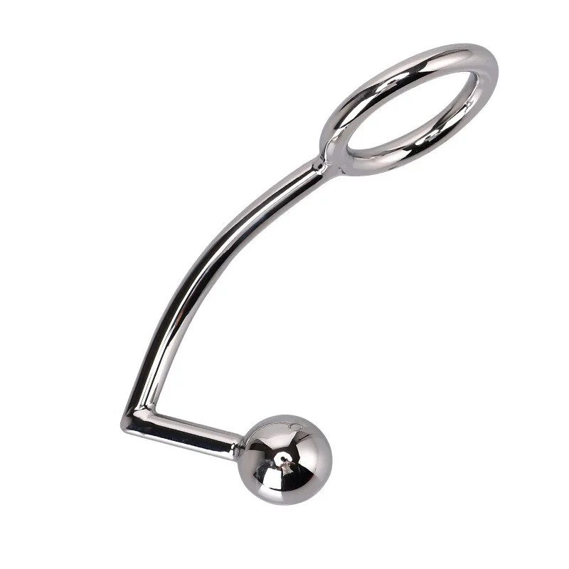 Male Chastity Cock Lock Anal Plugs /Cock Lock intruder with ball /Male metal Anal hook ring butt plug Alternative sex toys