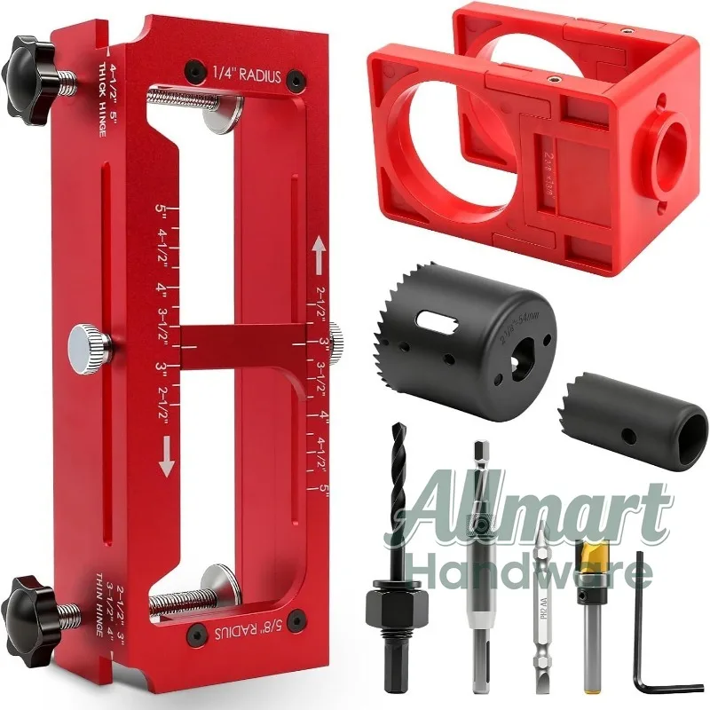 Door Hinge Jig & Lock Installation Kit, Aluminum Alloy Router Template, Woodworking Installation Positioning Tool Set