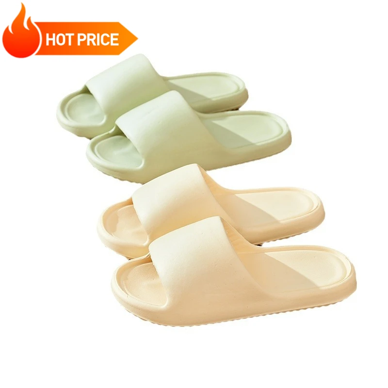 

Unisex Bathroom Slippers Cloud Cushion Slides Summer Flat Sandals Thick Platform Shoes Man Indoor Non-Slip Couple Flip Flops