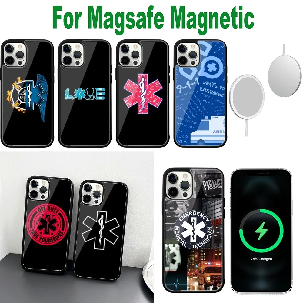 

EMT EMS Ambulance Phone Case For iPhone 16,15,14,13,12,11,Plus,Pro,Max,Mini Magsafe Magnetic Wireless Charging