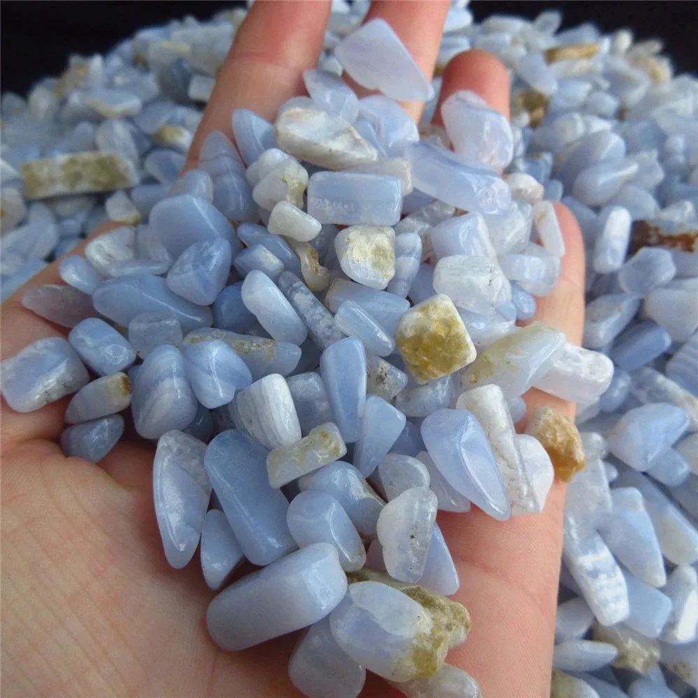 1000g Natural Tumbled Baby Blue Lace Agate Gravel Quartz Bulk Crystal Rock Chips