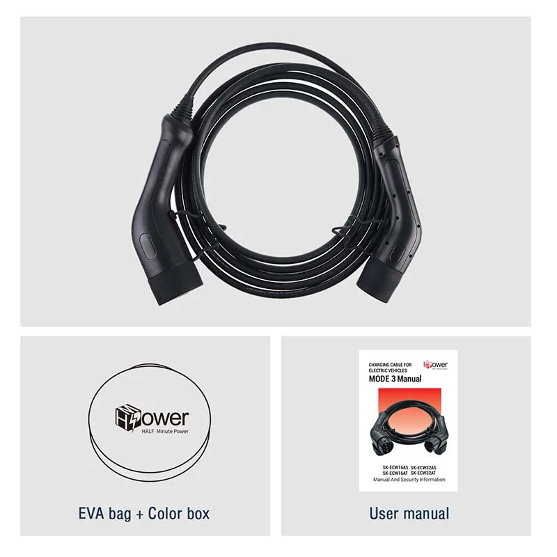 Type 2 To Type 2 16A 32A 5m Portable EV Charger Cable With TUV CE Certification Type 2 Max 22kw EV Charging Cable - view 6