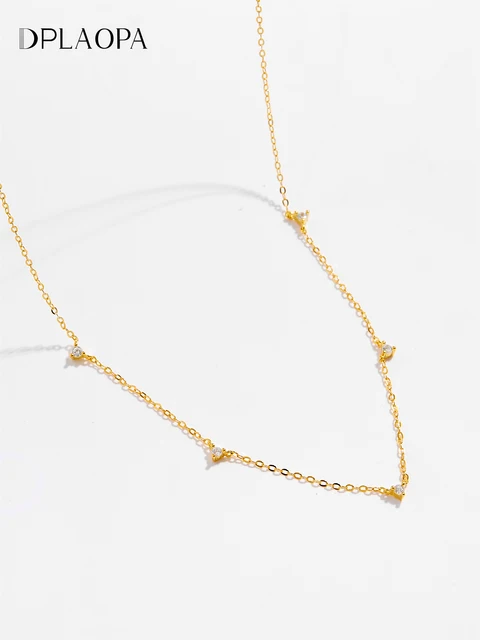 DPLAOPA 925 Sterling Silver Dainty Zircon CZ Charm Chocker Chain Kobiety Naszyjnik Kobiety Ślub Kryształ Klejnoty Impreza Kryształ