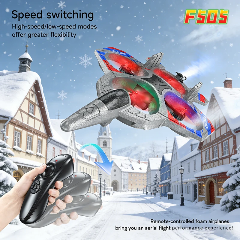 F505 Zwaartekrachtdetectie RC Hoogwaardige sproeischaumvliegtuigstunt intelligente hover UAV LED-verlichting met afstandsbediening bedienen straaljager