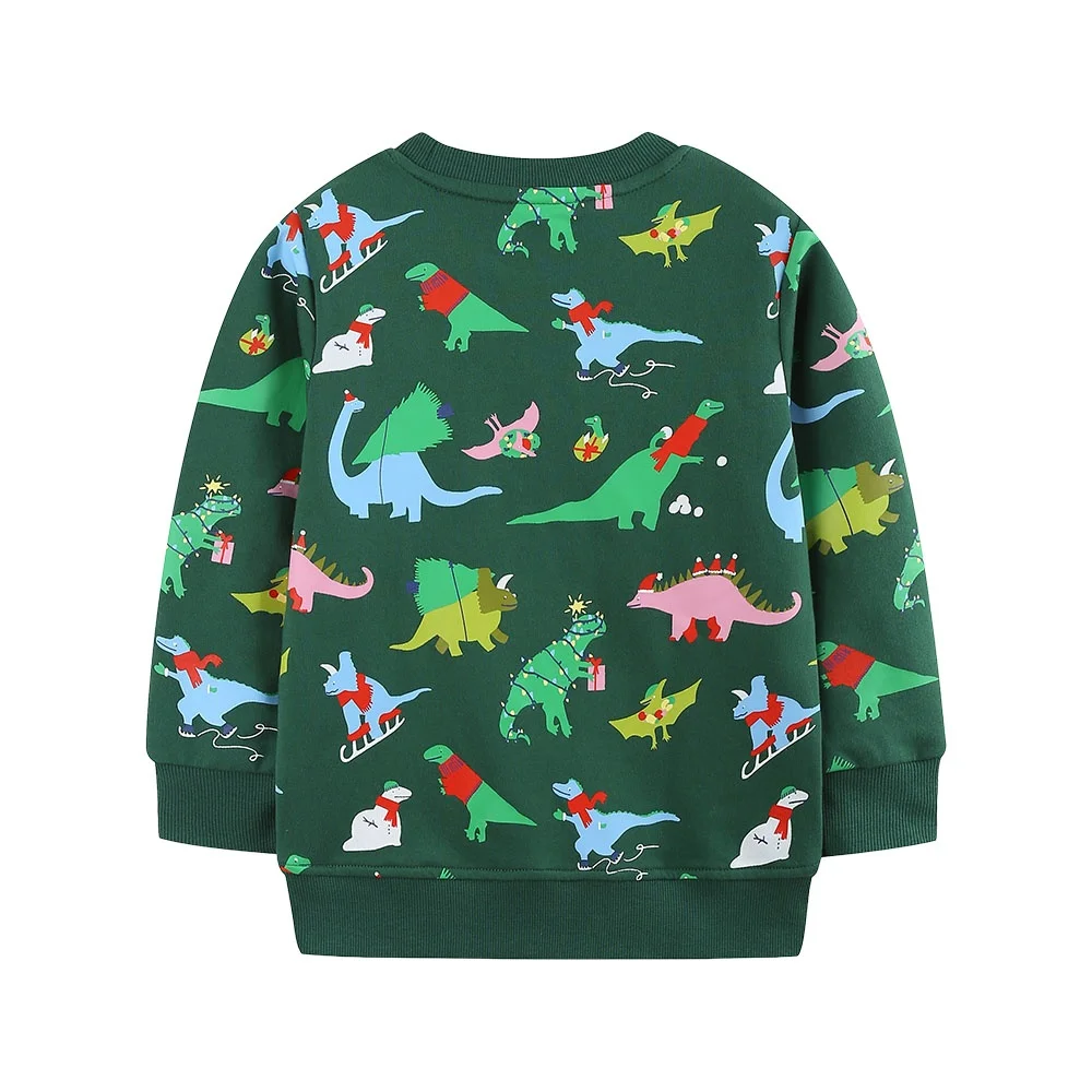 Jumping Meters Baby Boys Sweatshirts 2-7T 2026 Dinosaurs Print Long Sleeve Hooded Toddler Clothing for Autumn Spring Kids