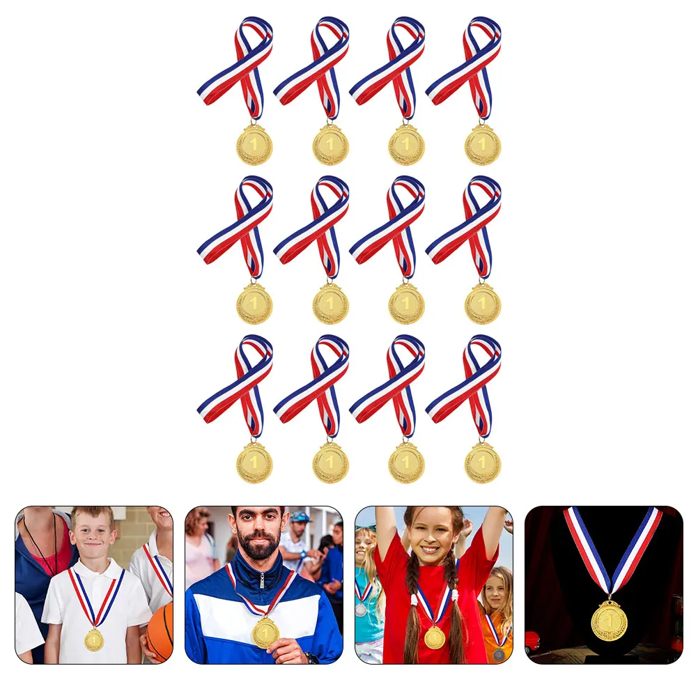 

12Pcs Digital Medals Gold Silver Bronze Zinc Alloy Award for Sports Kids Lightweight Durable Practical Design