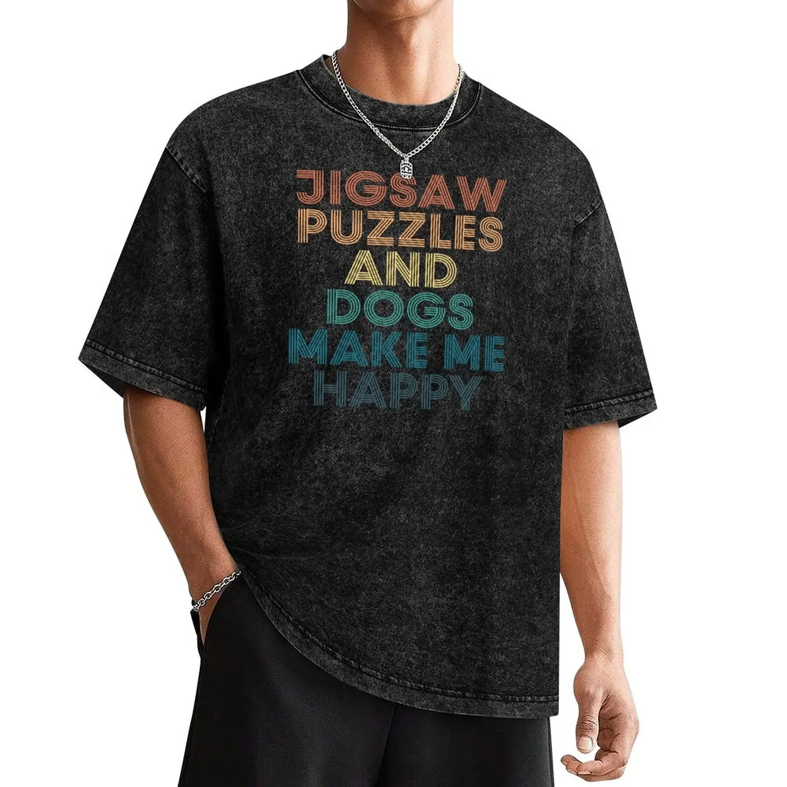 

Jigsaw Puzzles And Dogs Make Me Happy- Gift for Jigsaw Puzzles & Dogs Fans T-Shirt oversizeds graphic shirts Blouse men t shirt