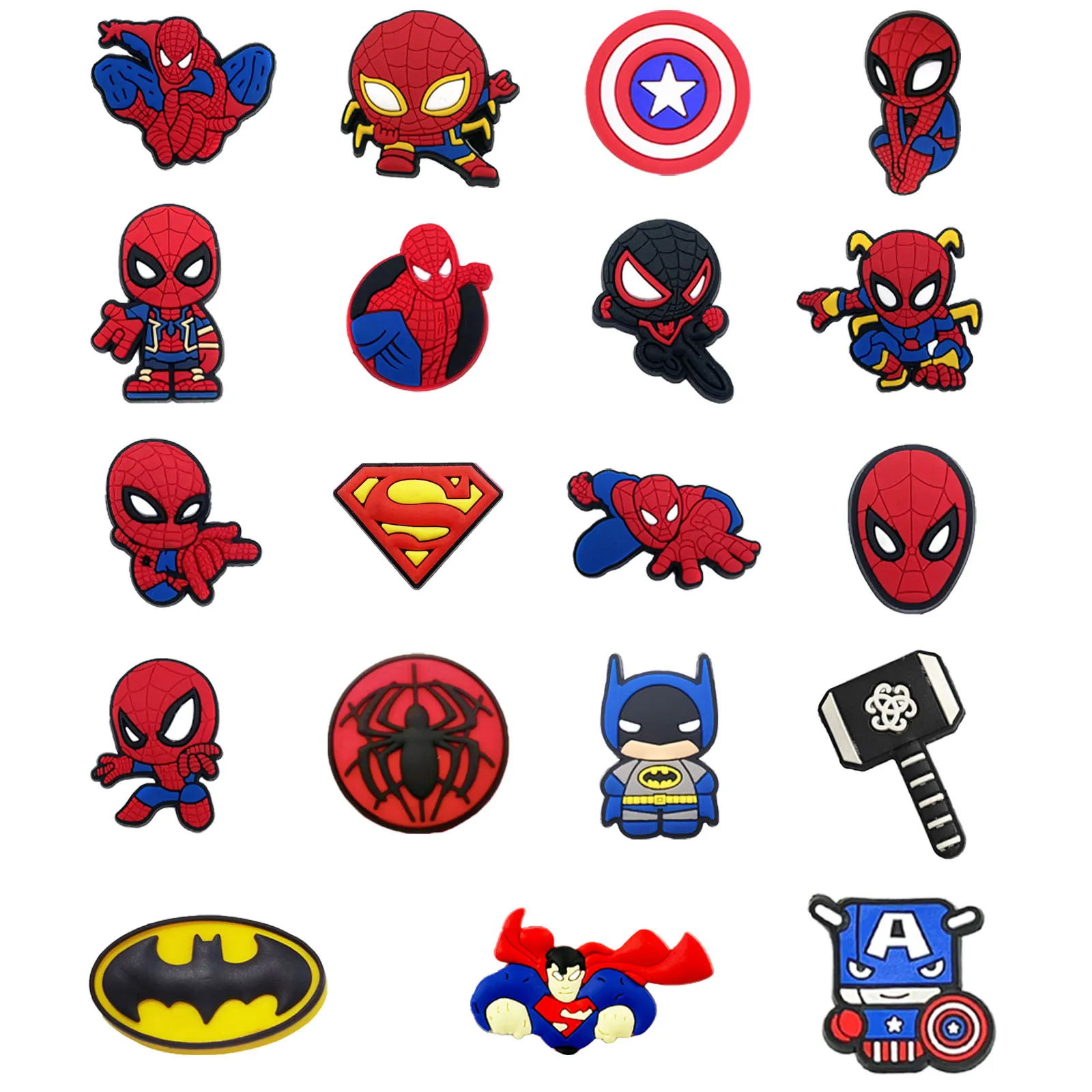19Pcs Marvel Series Shoe Charms For Shoe Key Chain Sandals Beach Bags, PVC DIY Shoe Decorations Accessories Shoes Pin