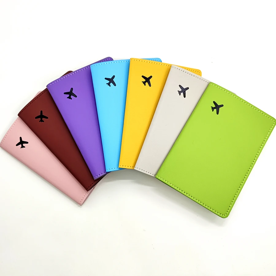 1PCS Black Small Aircraft PU Leather Passport Case/Cover/Holder Travel Accessories Fashion Wallet for Women or Men