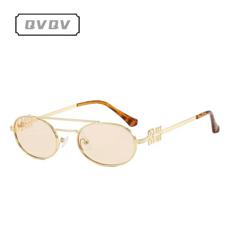 Nieuwe trendy ovale zonnebril met dubbele balk en metalen frame Trendy streetwear damesmerkontwerp zonnebril unisex zonnebril UV-bescherming