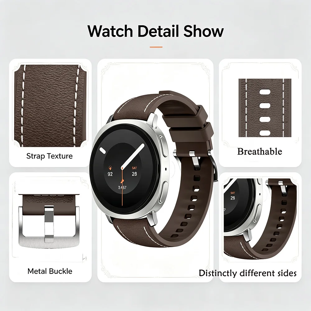 Original Silicone Leather Watch Strap for Samsung Galaxy Watch9 Daily Sport Replacement Band for Watch 8 40mm 44mm Classic 46mm view 3