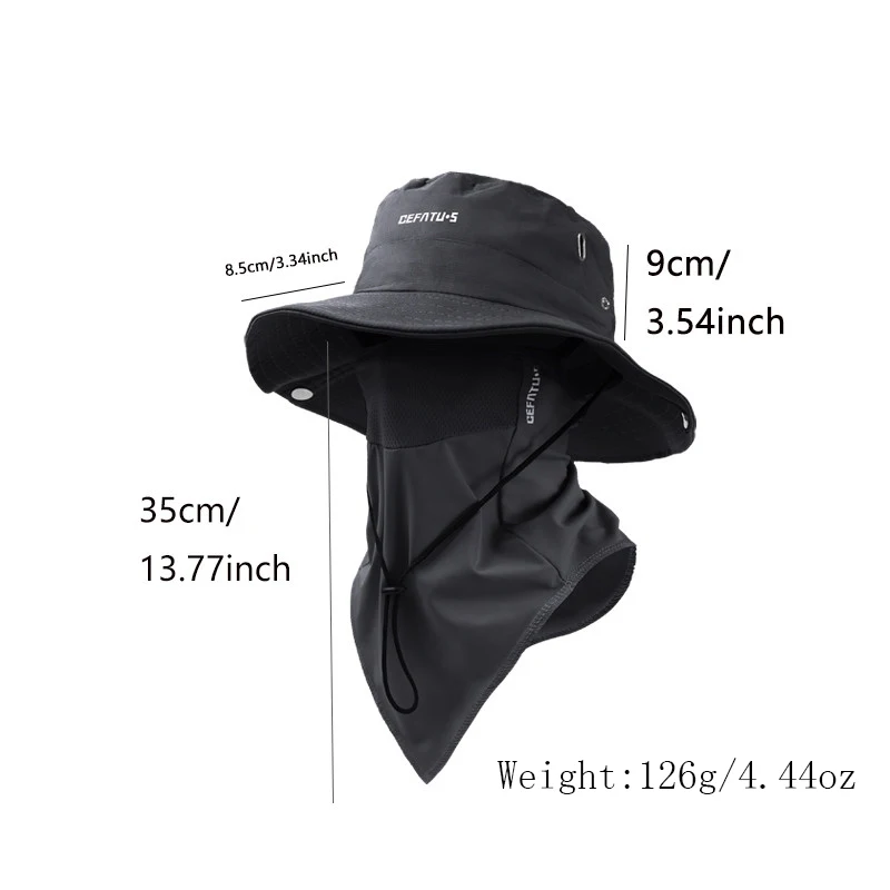 2Pcs Wide-Brimmed Sun Hat,Fishing Hat,for Beach Fishing, Hiking,Camping,with Cooling Silk Mask to Block Mosquitoes(Hat + Mask)