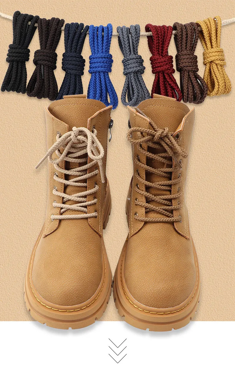 Neue runde Schnürsenkel für Outdoor-Wanderschuhe, High-Top-Schuhe, Freizeitsneaker, Sportschuhe, Lederschuhe, Stiefel, Kinderschnürsenkel, Zubehör – Detail 1