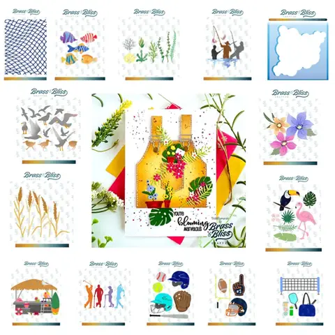 fish seaweed birds pickleball golfers farmers softball cloud Metal Cutting Die Silicone Stamps Scrapbooking Stencil Photo Album