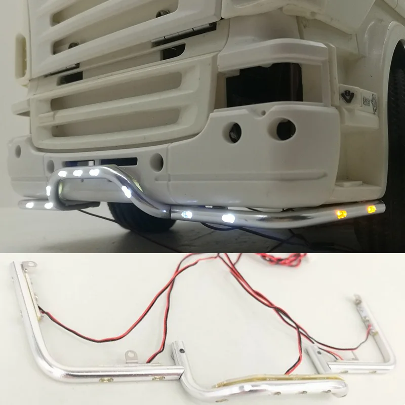 

Front Bumper Light Modified LED Spotlight for 1/14 Tamiya RC Truck Trailer Tipper Scania R470 R620 R730 770s DIY Car Accessories