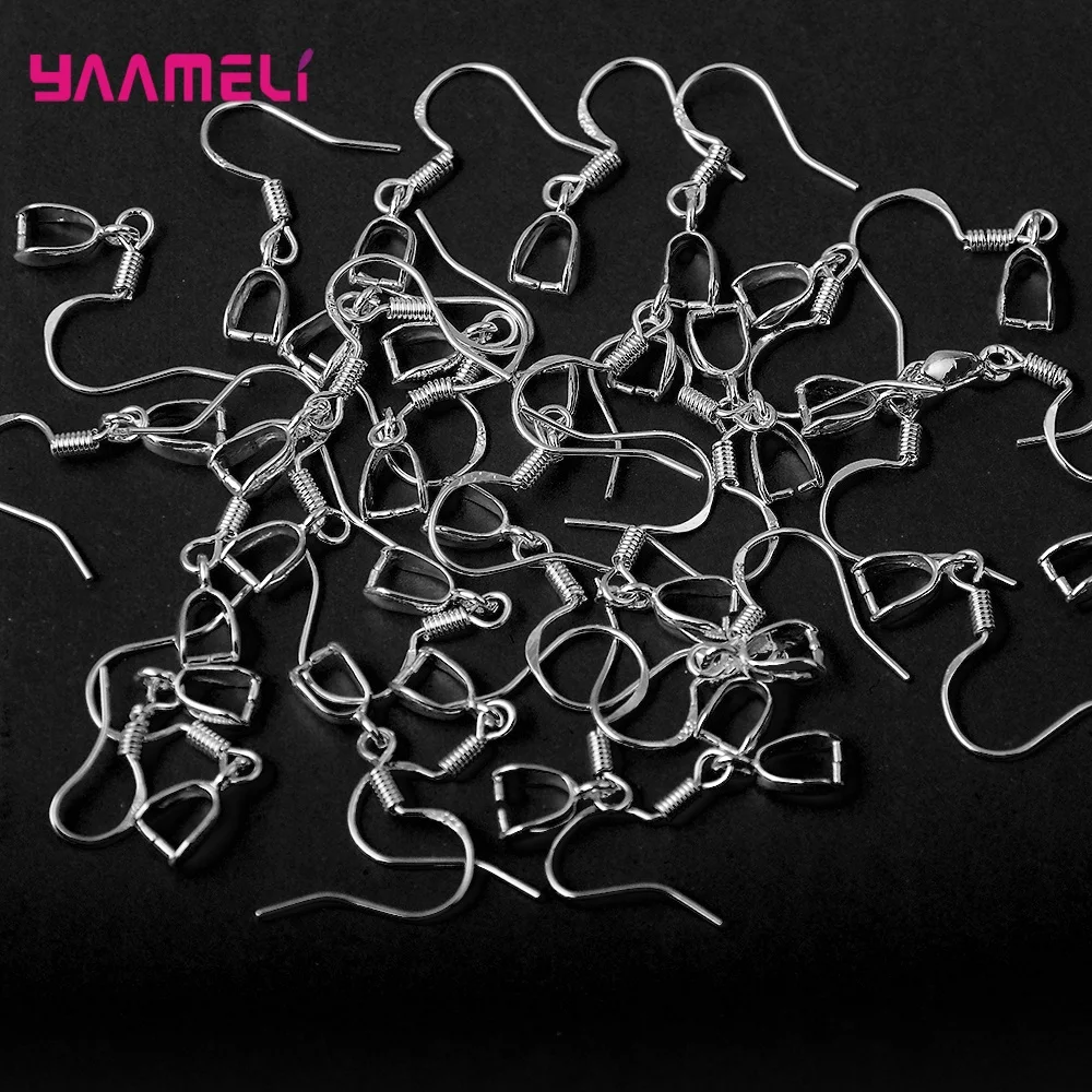 Handmade Jewelry Findings Componentes, Conector de Bail, Fecho para Brincos, 925 Sterling Silver, Atacado, 50Pcs por lote