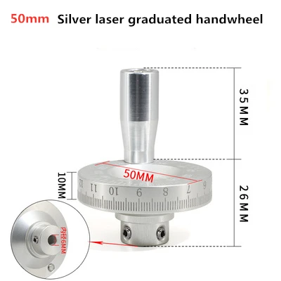 Aluminum Alloy Solid Round Scale Milling Cutter Handwheel Bore 8 10 12 mm CNC Lathe Grinder Mechanical Accessories Hand Wheel