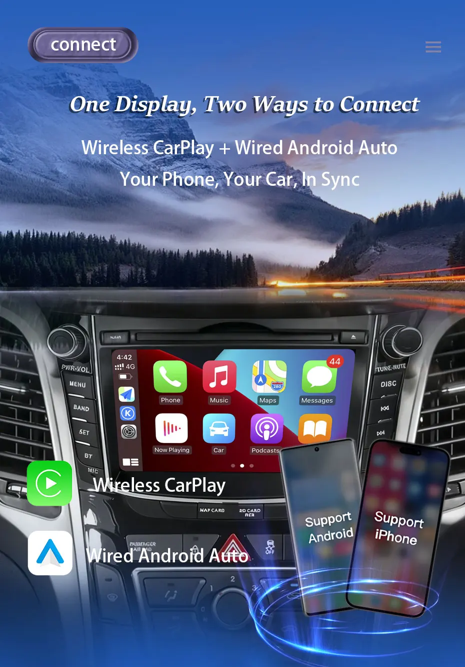 7 ''Android 16 für Hyundai I30 Elantra GT 2012 - 2017 Auto Radio Multimedia Player Drahtlose CarPlay Split Bildschirm DSP Stereo WiFi – Detail 6