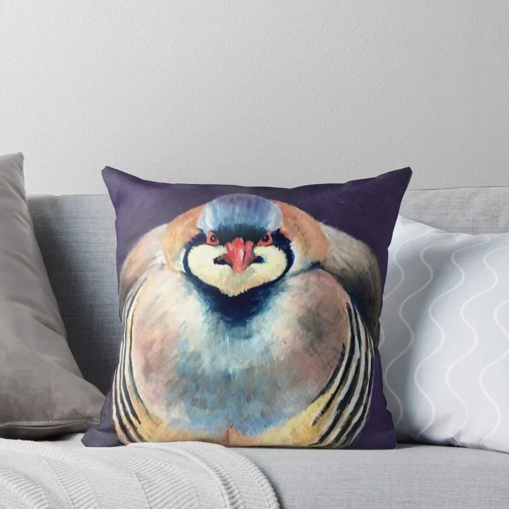 A handpainted Chukar Partridge on black watercolor paper. Throw Pillow Luxury Sofa Cushions Plaid Sofa Cushions pillow