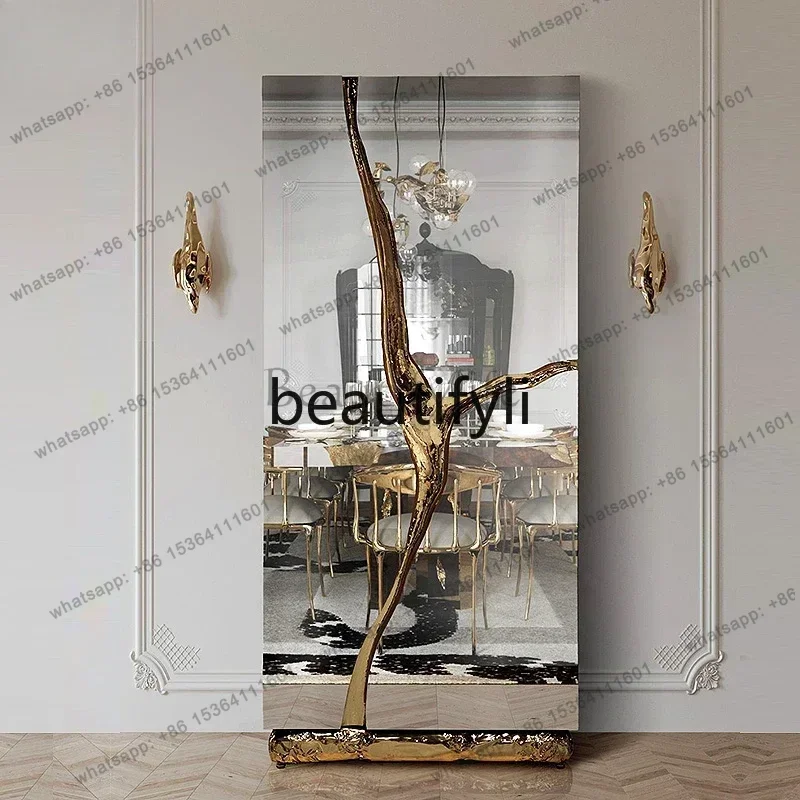 12Wall Brass Base Stainless Steel Hammer Villa Modern Household Wine Cabinet