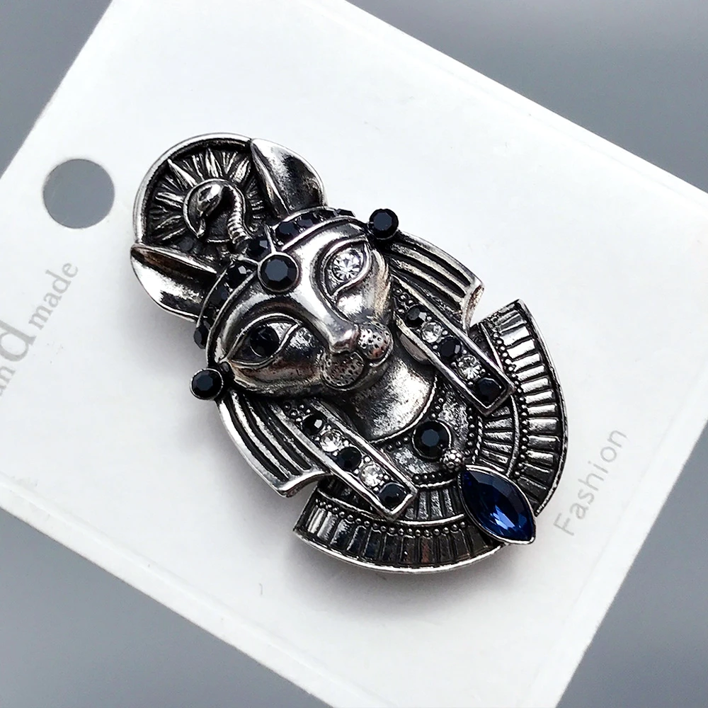 Metal Cool Cat Brooches Pins Eygytian Cat God Mythological Figure Animal Brooch For Women Men Fashion Jewelry Gifts