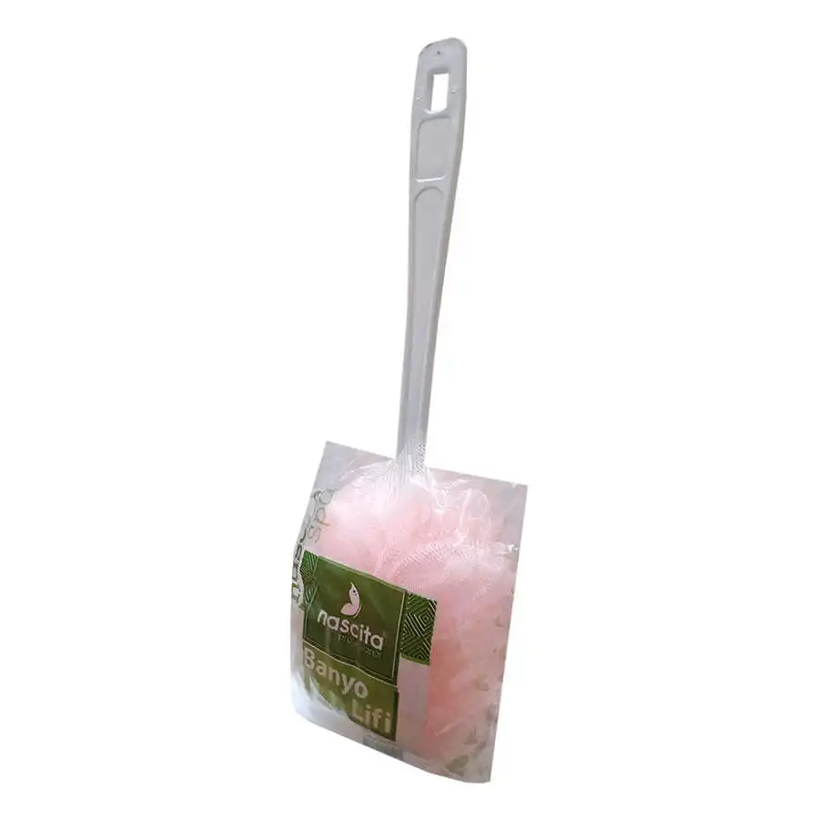 Bath Shower Fiber Handle Pink