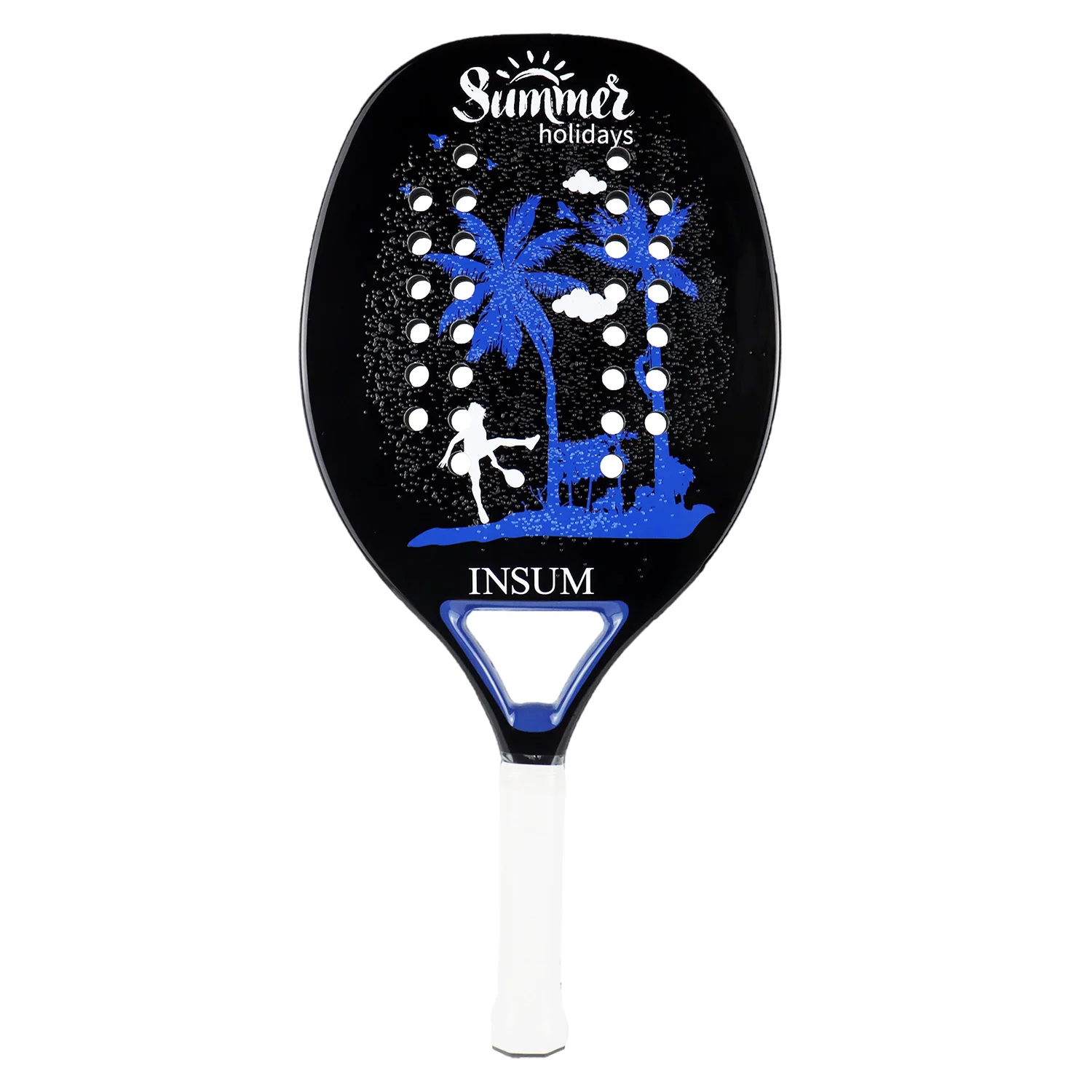 INSUM Beach Tennis Racket 100% Carbon Fiber Professional 22mm EVA Soft Round Grit Tenis Raquete