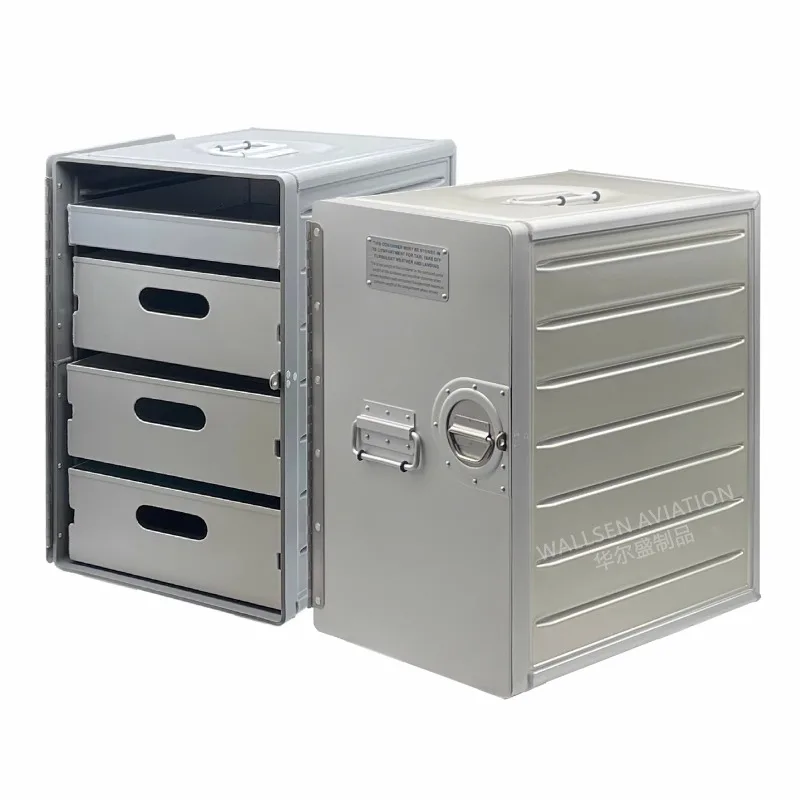 

Lockable Metal Storage Box Aircraft Aviation Meal Box Household Organizing Box File Cabinet Removable Aluminum Alloy Outdoor