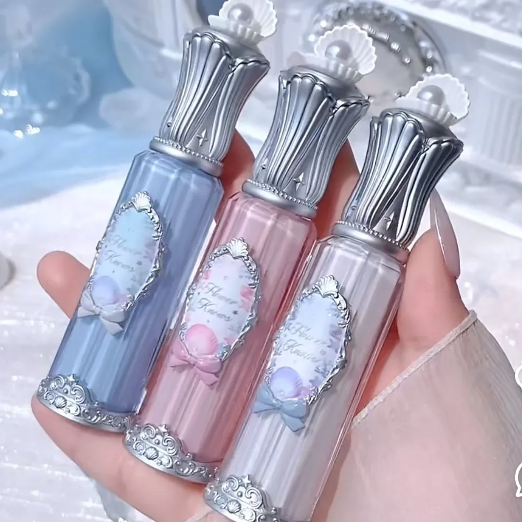 Flower Knows Shells Jewel Collection Mirror Lip Glaze Essence Plump Lips Moisturizing Long-lasting Lips Care Makeup