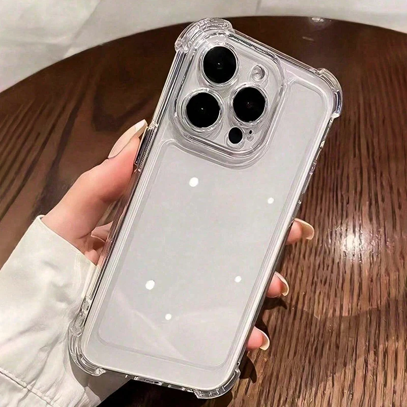1pc four corners drop-proof case for iPhone 15Pro , 14promax,13,11, Protective Case Simple Soft Transparent Shockproof Function image 3