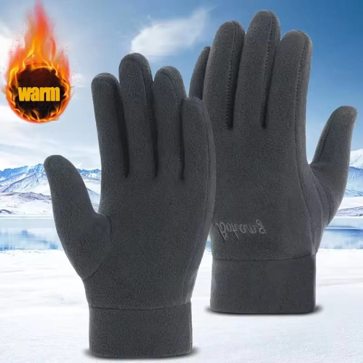 Mens Winter Gloves Thicken Thermal Warm Fleece Full Finger Gloves Cold Resistance Windproof Outdoor Skiing Cycling Mittens Women