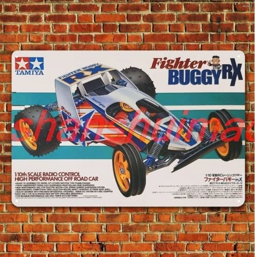 Metal Poster Vintage Rc Car Tin Sign Plaque Tamiya Fighter Buggy Rx Boxart