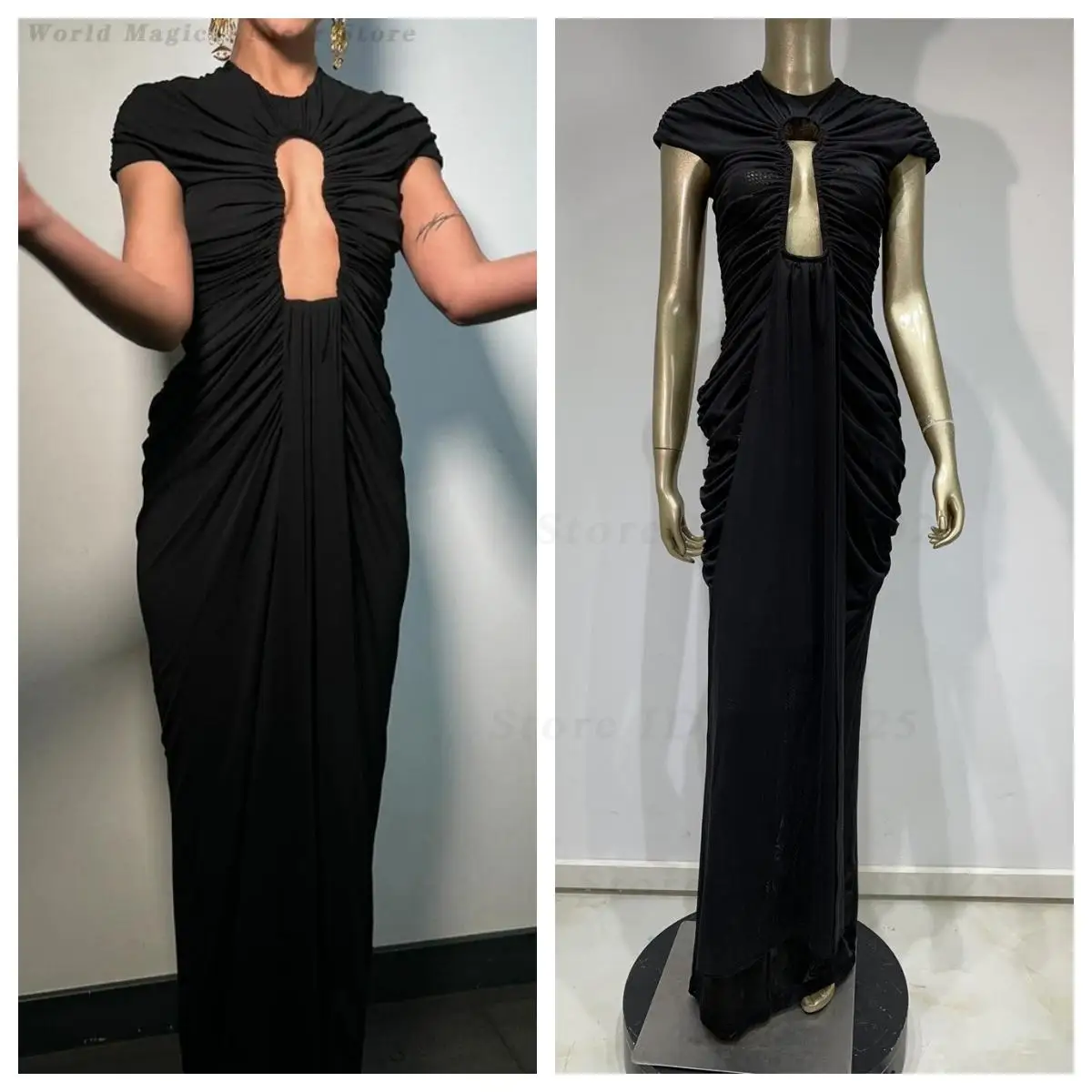 Women European American Stylish Unique Maxi Evening Dress Elegant Red Carpet Gala Banquet Formal Cocktail Party Runway Outfit