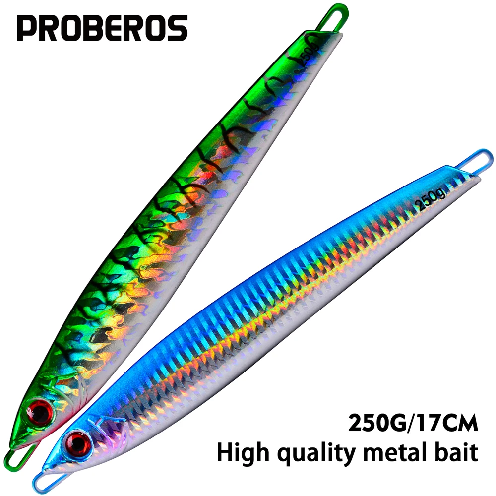 

PROBEROS 1 High-quality Metal Luminescent Slow Jump Fishing Bait 250g/17cm Lead Bait With 7 Colors Perch Lure Sea Fishing Gear