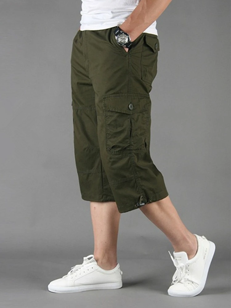Men Cargo Shorts Loose Straight 100% Cotton Camouflage Summer Army Cropped Pants Male Plus Size 5XL 4XL Safari Half Trousers view 4