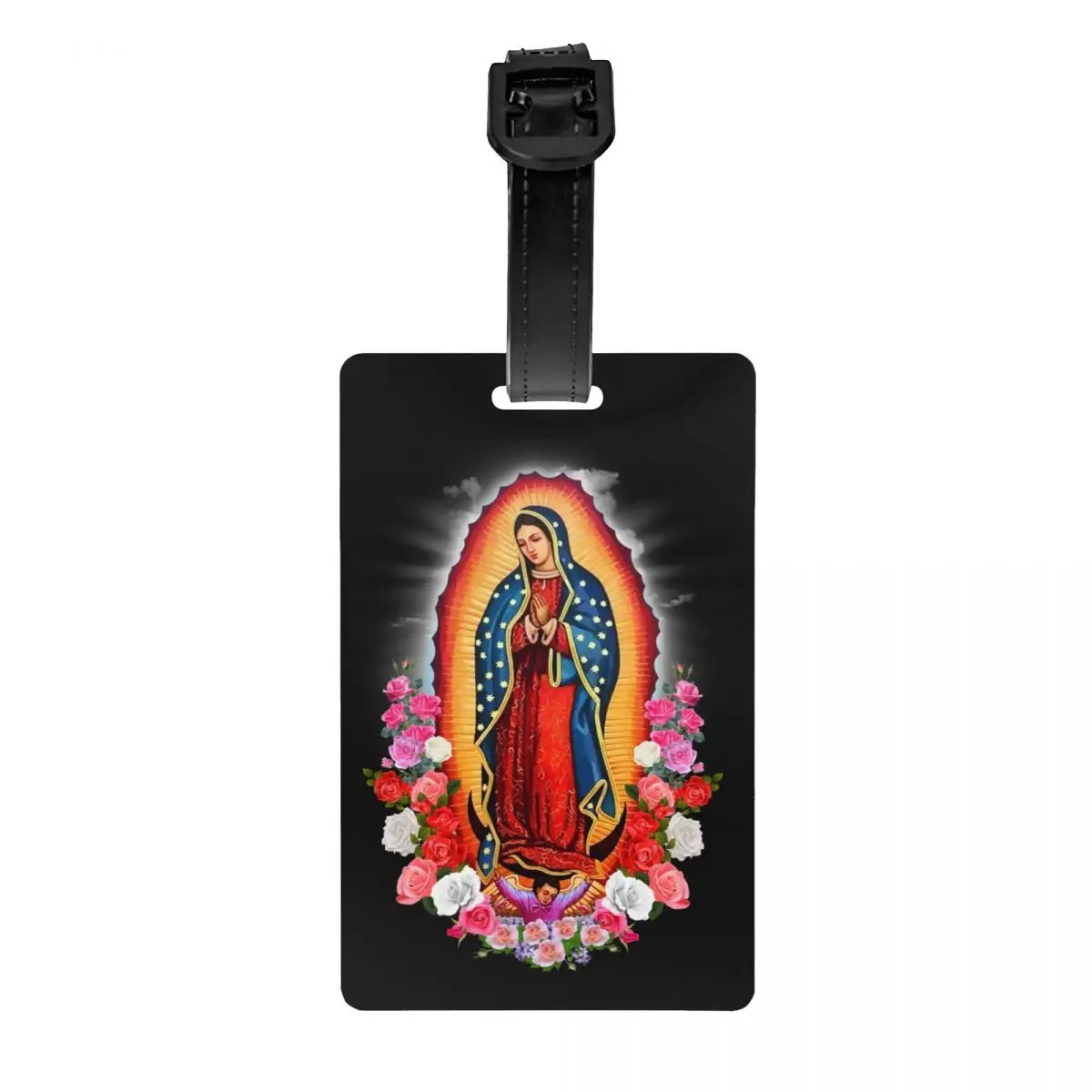 Custom Virgin Mary Of Guadalupe Luggage Tag Privacy Protection Mexico Catholic Saint Baggage Tags Travel Bag Labels Suitcase