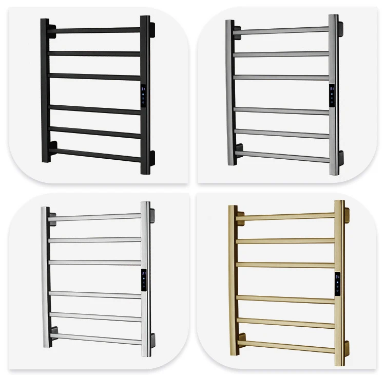 Black Gray Gold Brushed Bathroom Thermostat Electric Heating Towel Warmer Dryer Rack Wall Mounted Smart Bath Towel Rail Holder - view 6