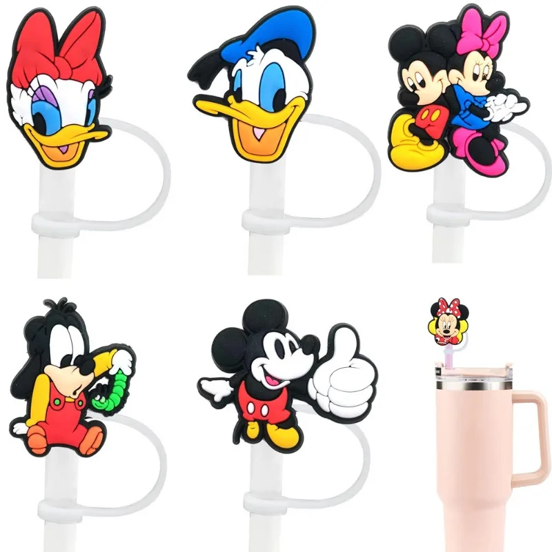 

20pcs Disney Mickey Mouse Minnie Straw Cover Cap 10MM Silicone Drink Straw Plug Reusable Splash Proof Drinking Cup Straw Cap