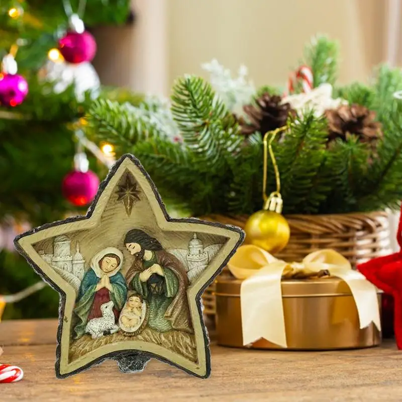 Manger For Nativity Scene Indoor Star Design Nativity Scene Christmas Ornament Christmas Nativity Scene Table Top Decor Manger