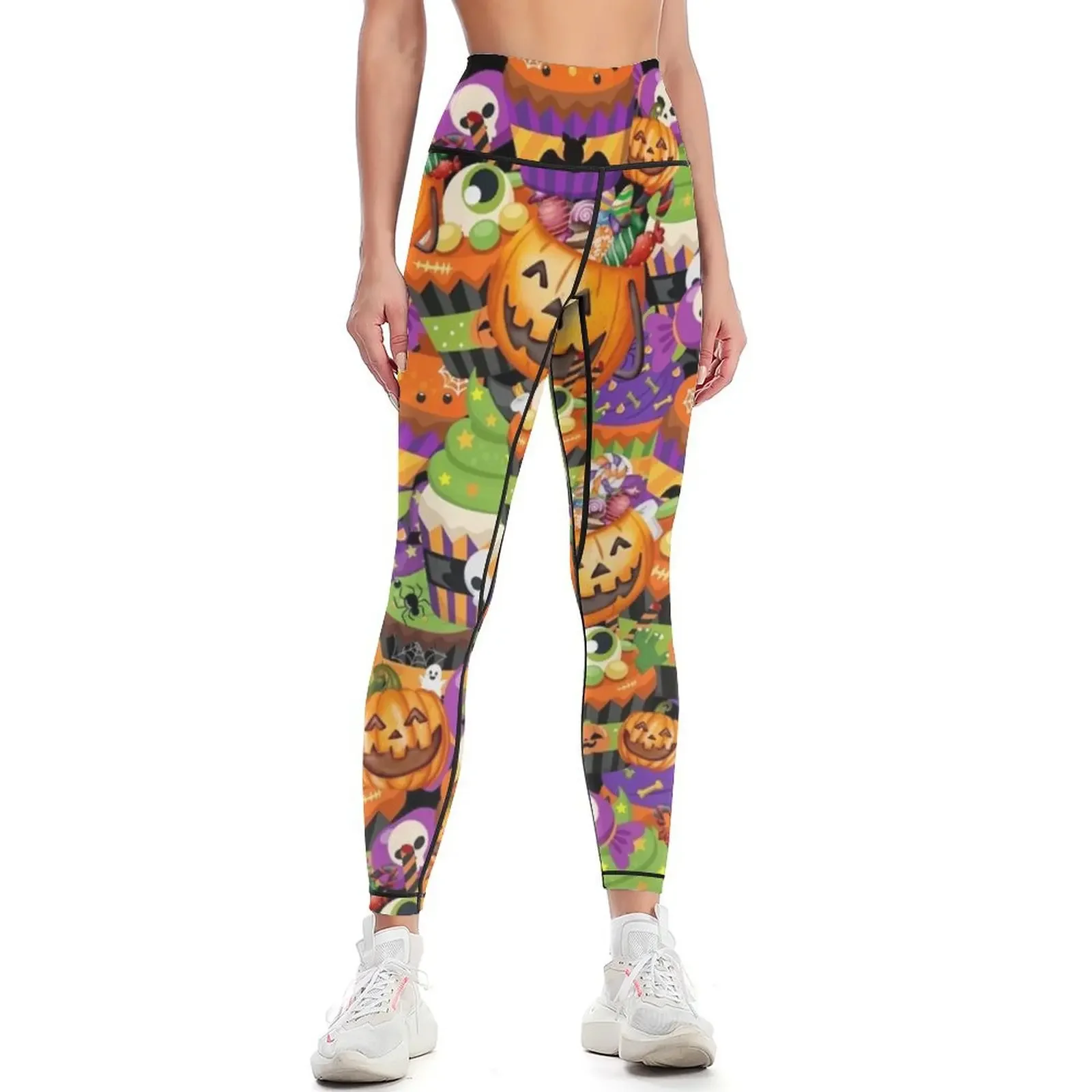 

Halloween Cute cupcakes Leggings Golf wear high waist gym top exercise clothing for Womens Leggings