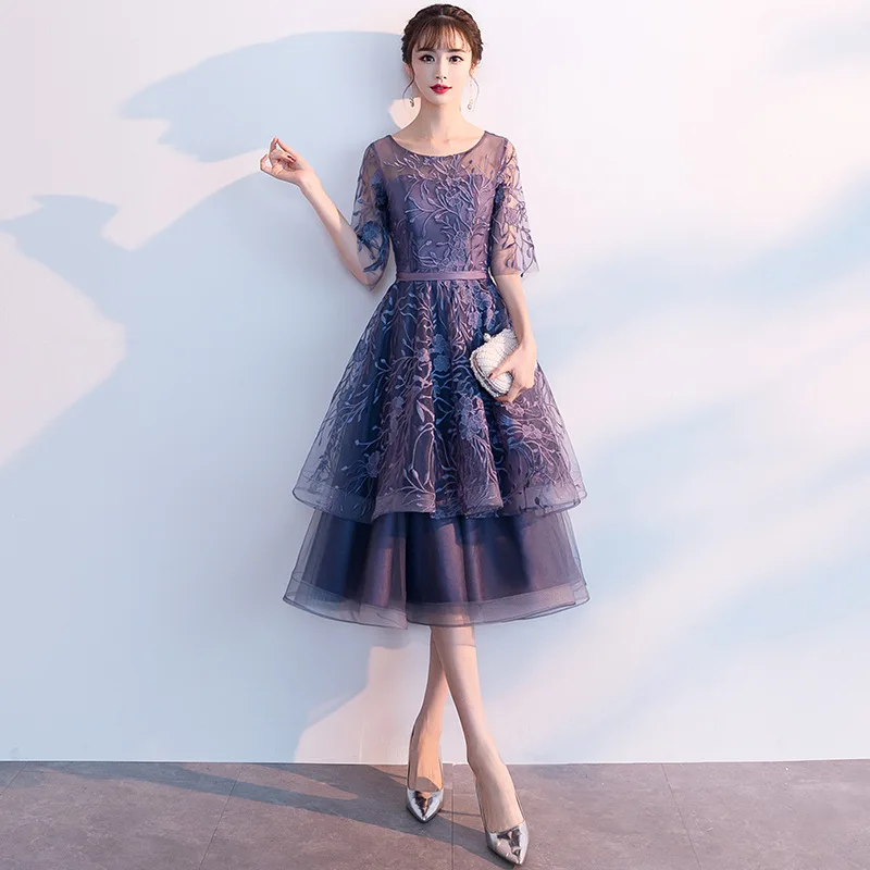 

French Evening Gown for Women 2024 New and Spring Elegant Socialite Purple Daily Style Banquet Dress