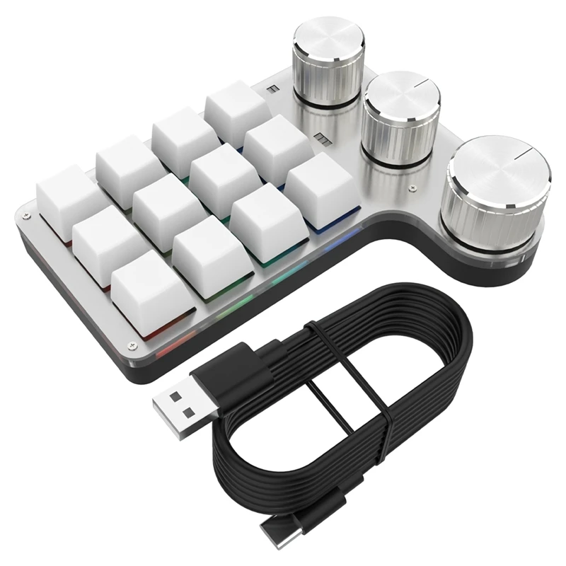 

1Set Volume Button Knob Programming Macro Gaming Hotswap Keypad Mechanical Red Switch BT Keyboard USB Custom Keyboard White