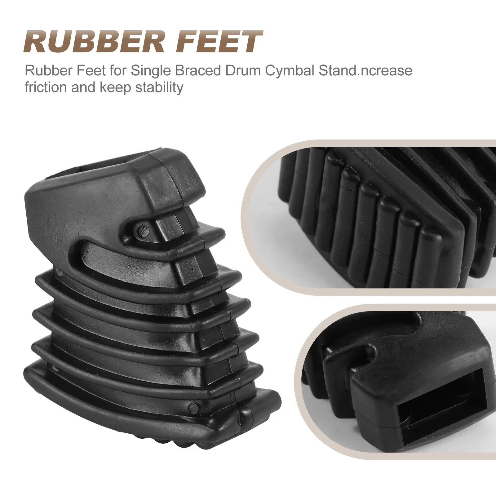 

3pcs Drum Rubber Feet Small Size Black For Single Braced Cymbal Stand Non-Slip Percussion Parts Accessory Instrument Replacement