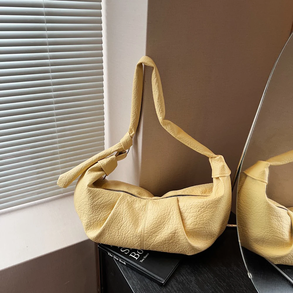 

Women Delicate Texture One Shoulder Bag Korean Style Solid Color Ins Soft Versatile Underarm Bags Daily Commute Handbags