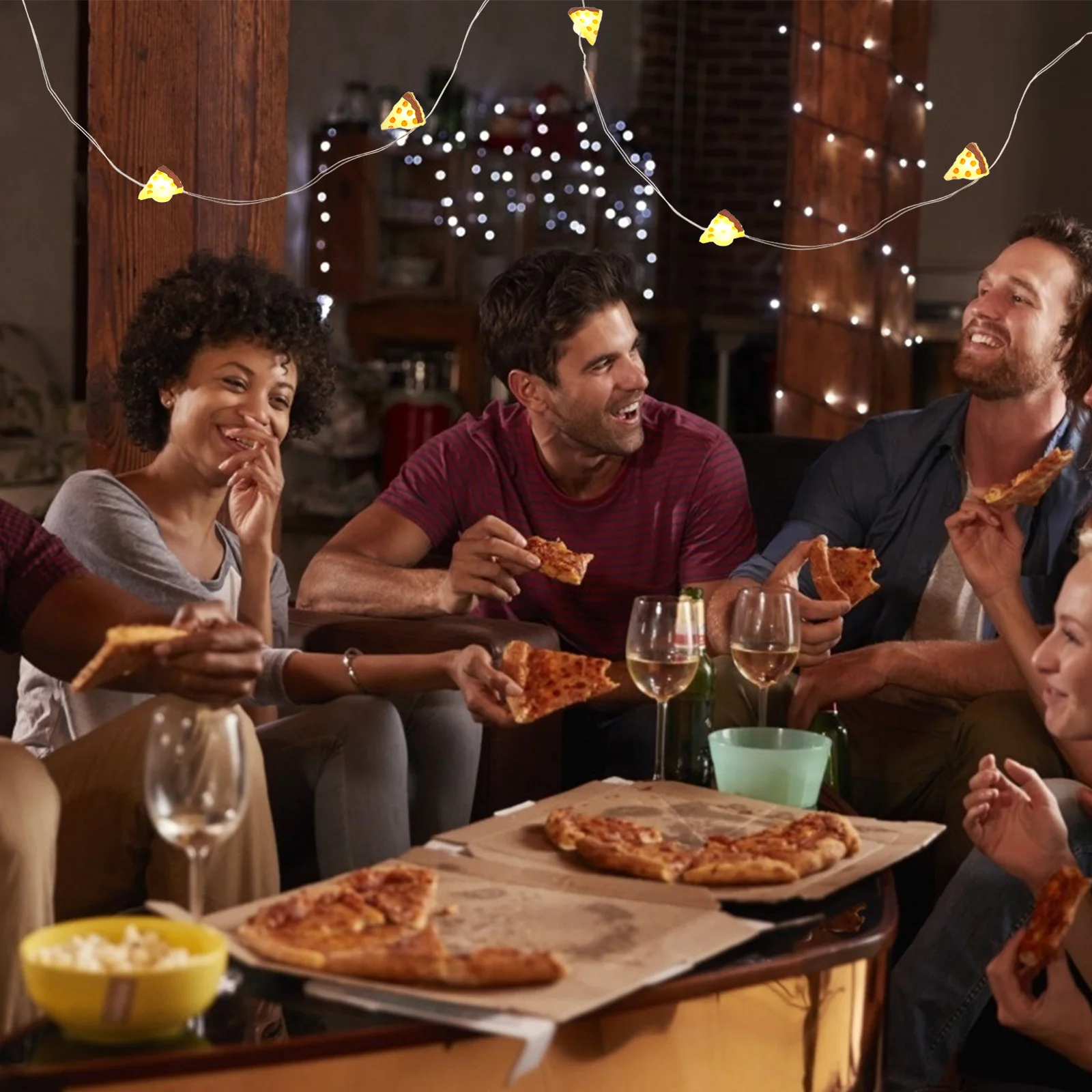 

Pizza String Lights Powered Lovely Design for Home Garden Canteen Patio Easter Decoration Pizza String Lights